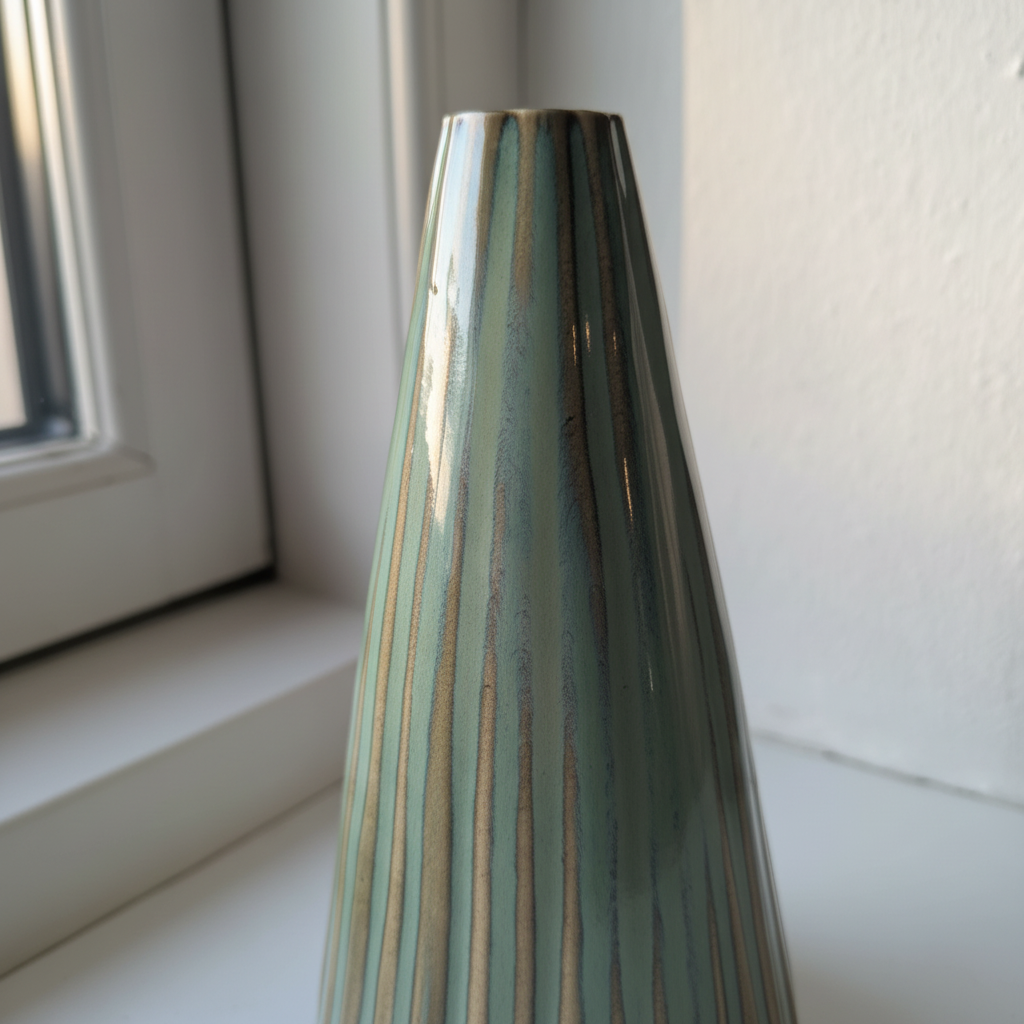 Detalje af riflet tekstur og glasur