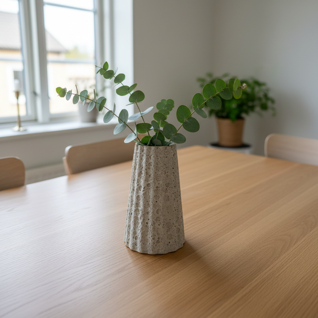 Vase med eucalyptus på spisebord